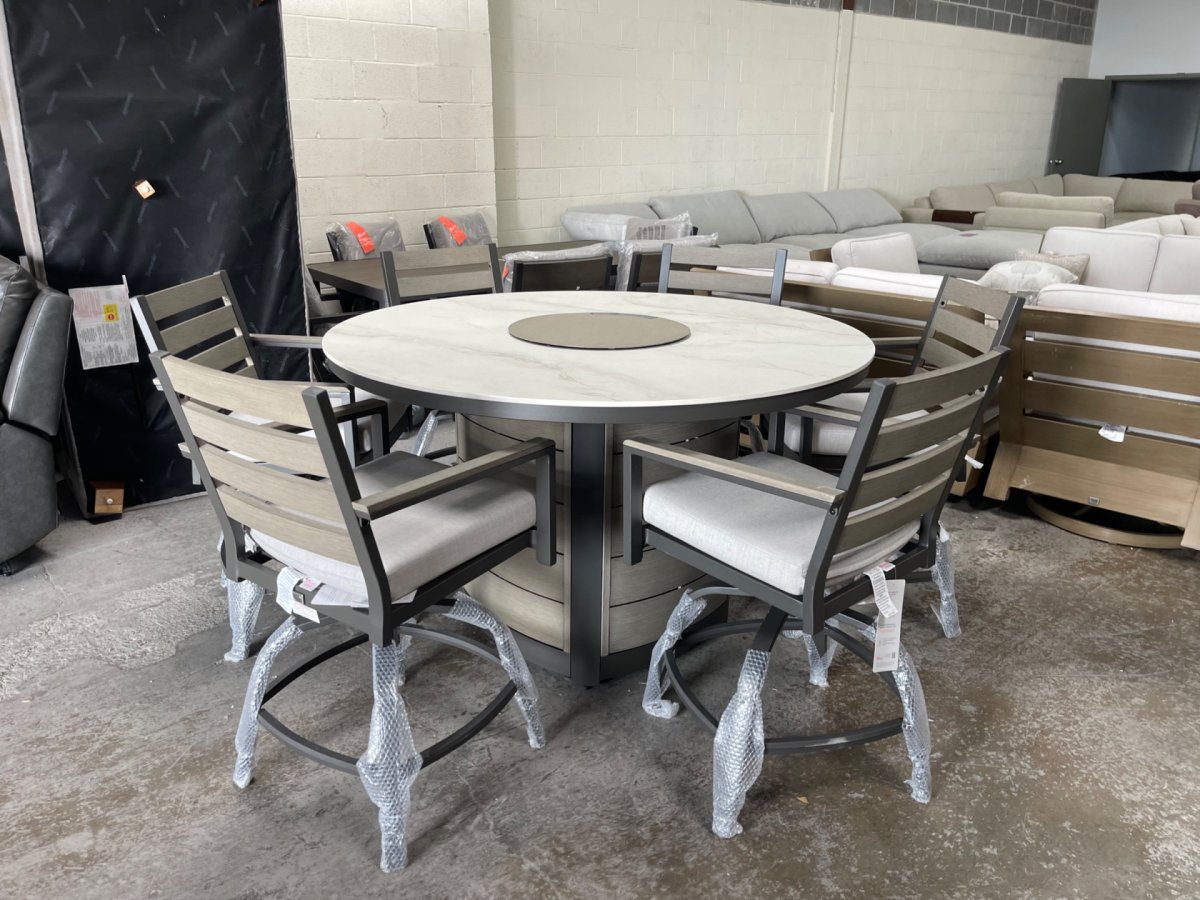 Agio Nicolet 7-piece Fire Outdoor Patio High Dining Set