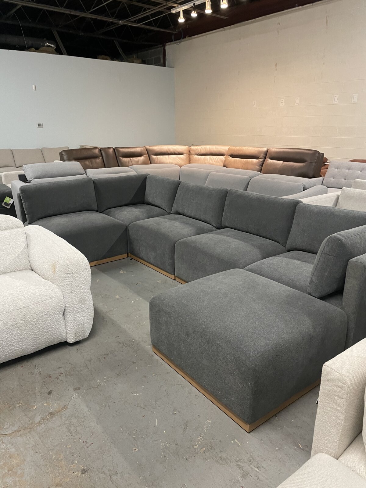 Henredon Murphy Fabric Modular Sectional with Ottoman, Dark Gray
