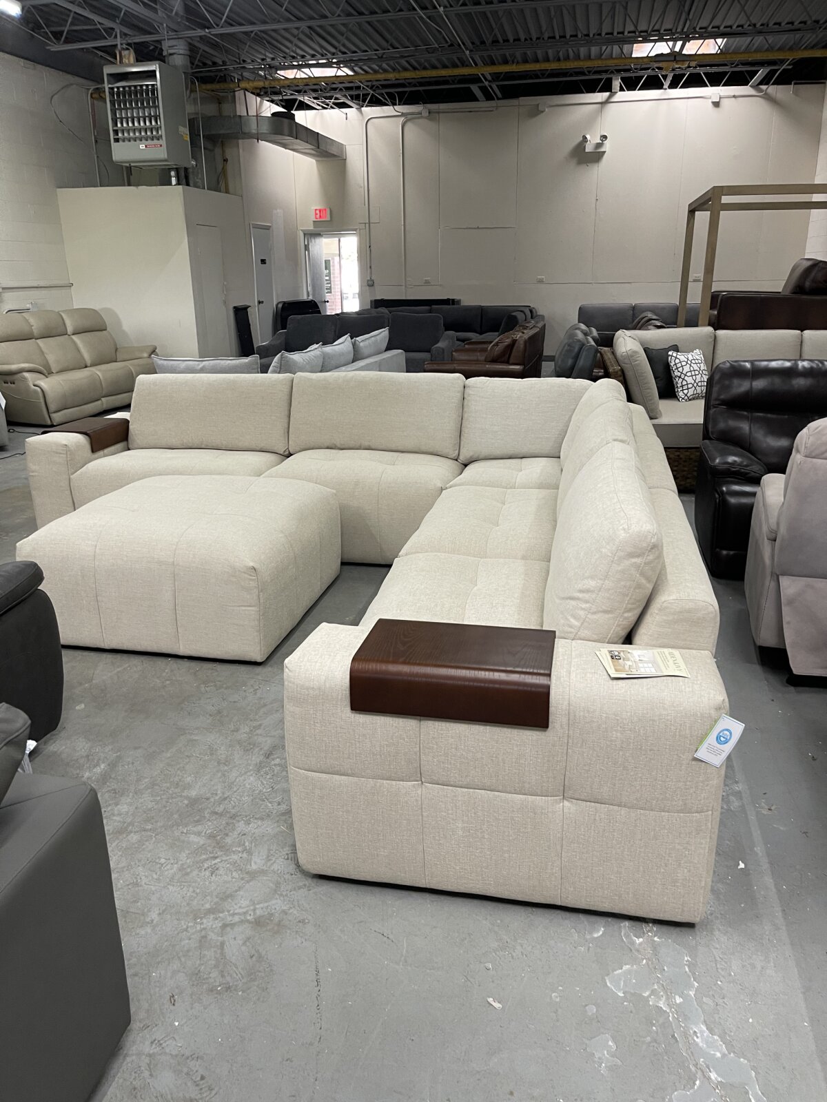 Paige 6 Piece Modular Fabric Sectional Light Beige - Image 3