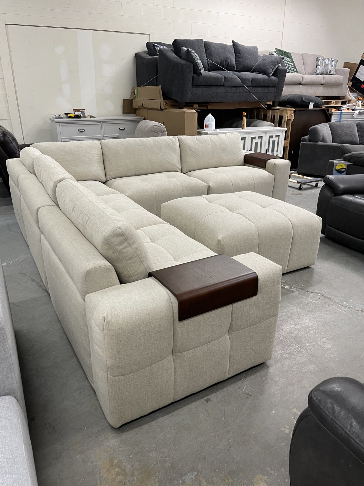 Paige 6 Piece Modular Fabric Sectional Light Beige - Image 4