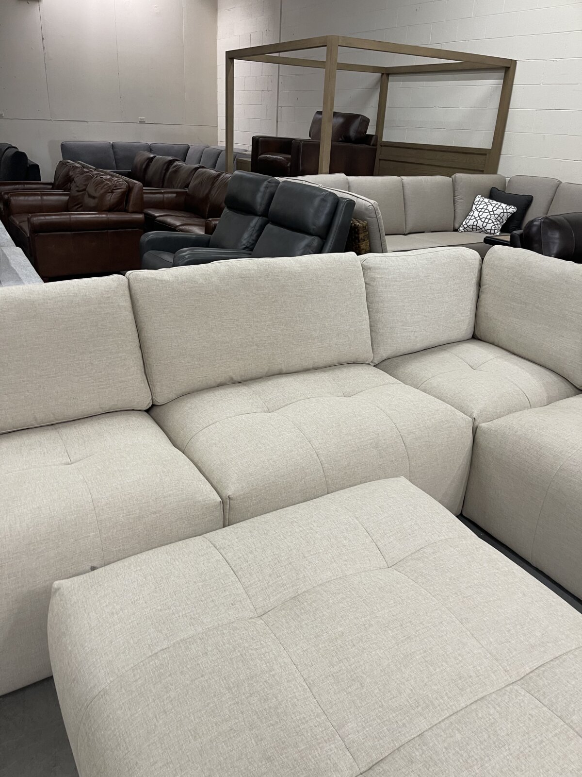 Paige 6 Piece Modular Fabric Sectional Light Beige - Image 7