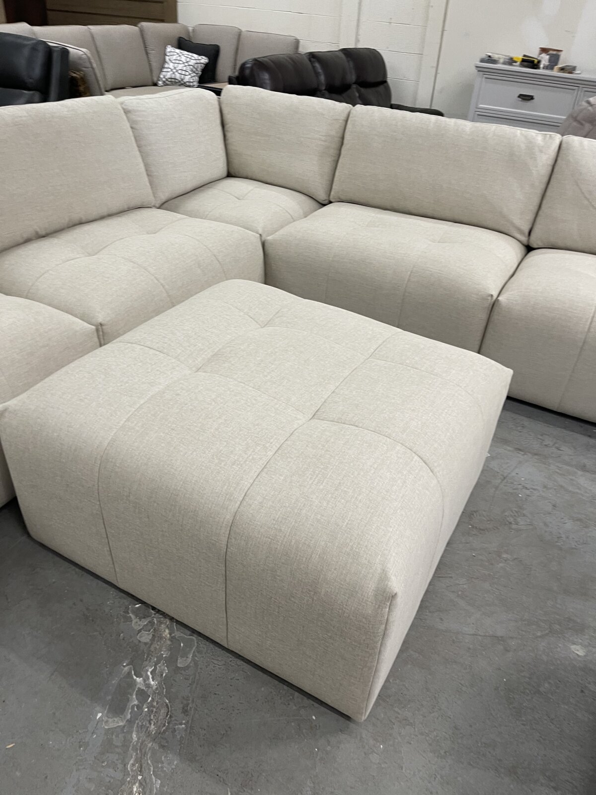 Paige 6 Piece Modular Fabric Sectional Light Beige - Image 9