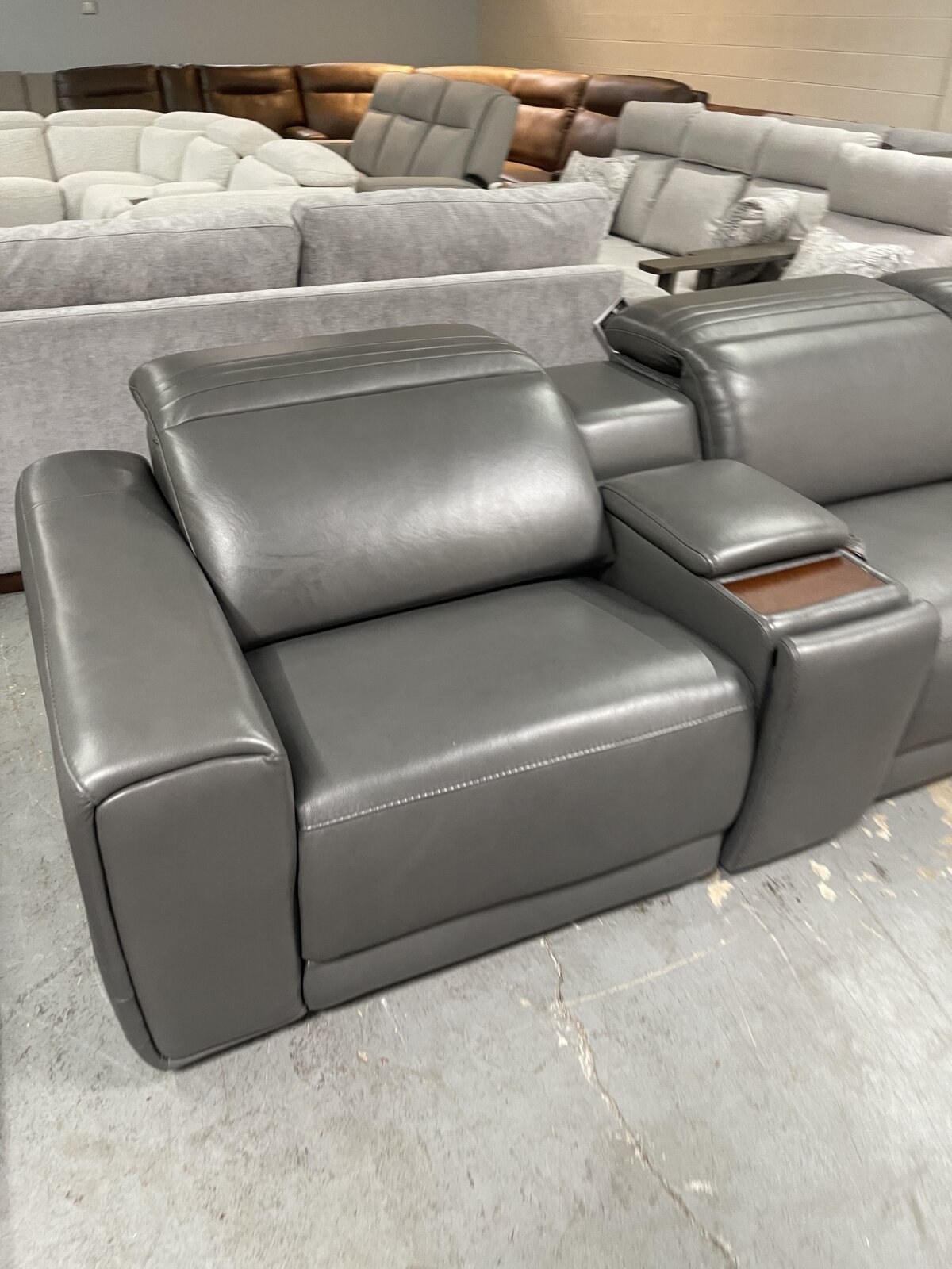 Karson Leather Power Reclining Sectional With Power Headrests - Image 2