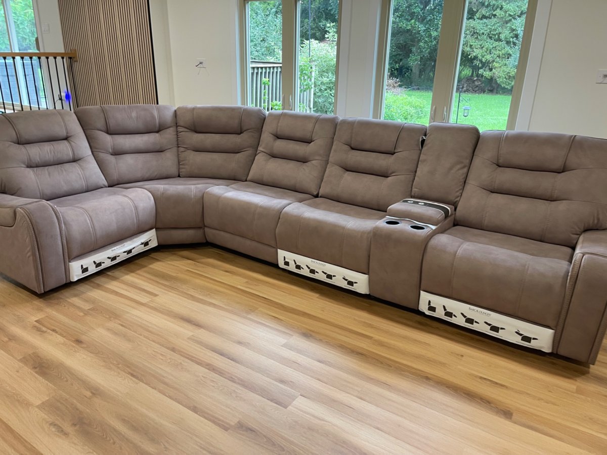 Barcalounger Carmelo Fabric Power Reclining Sectional with Power Headrests