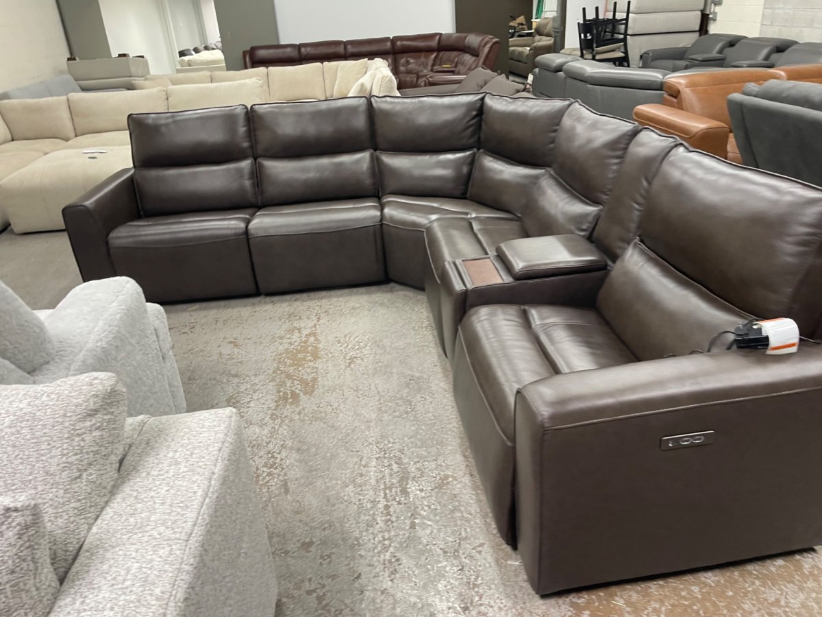 Grove Leather Power Reclining Sectional with Power Headrests - Image 2