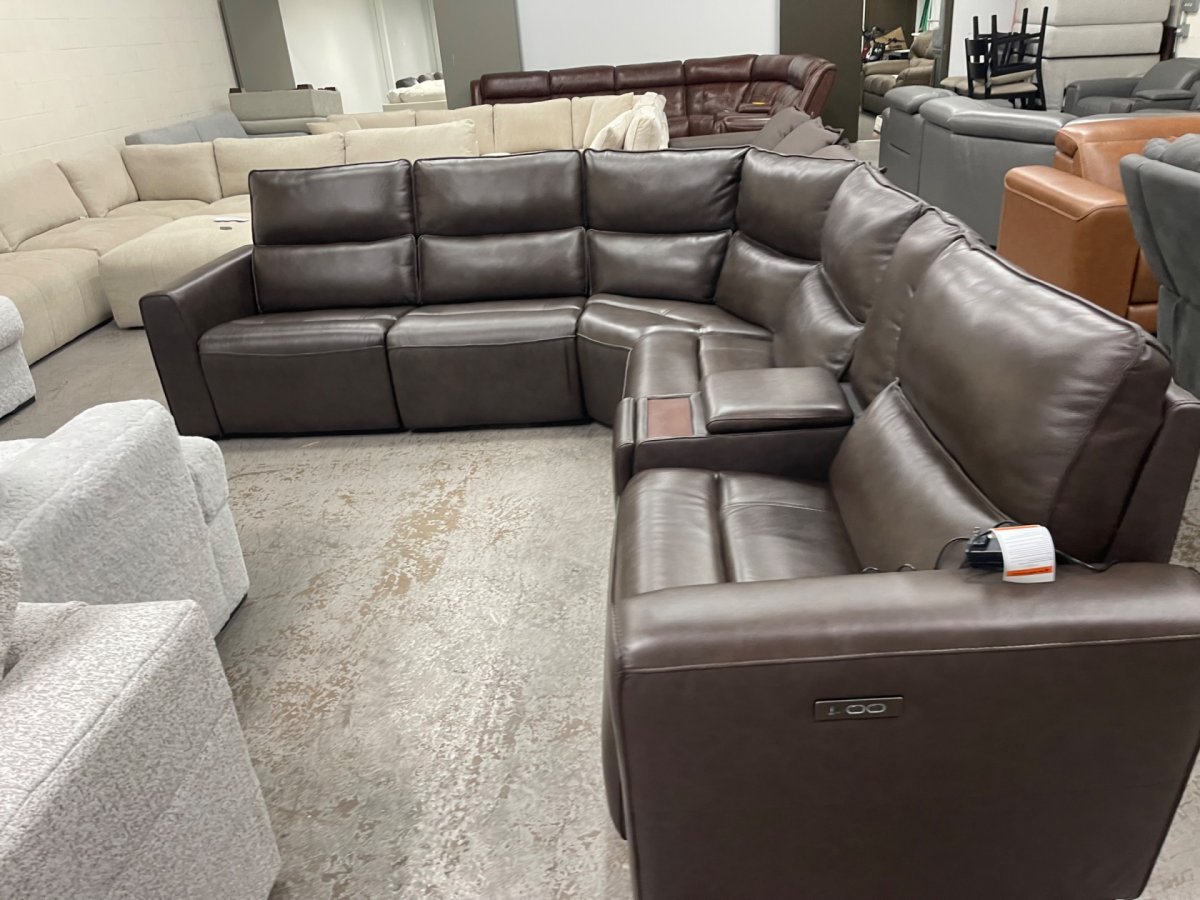 Grove Leather Power Reclining Sectional with Power Headrests - Image 3