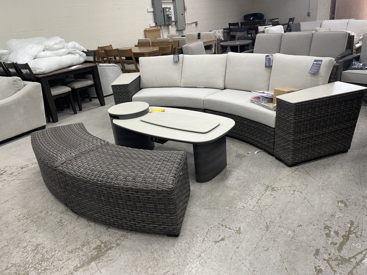 SunVilla Middleton 7-piece Fire Outdoor Patio Sectional Seating Set - Image 5