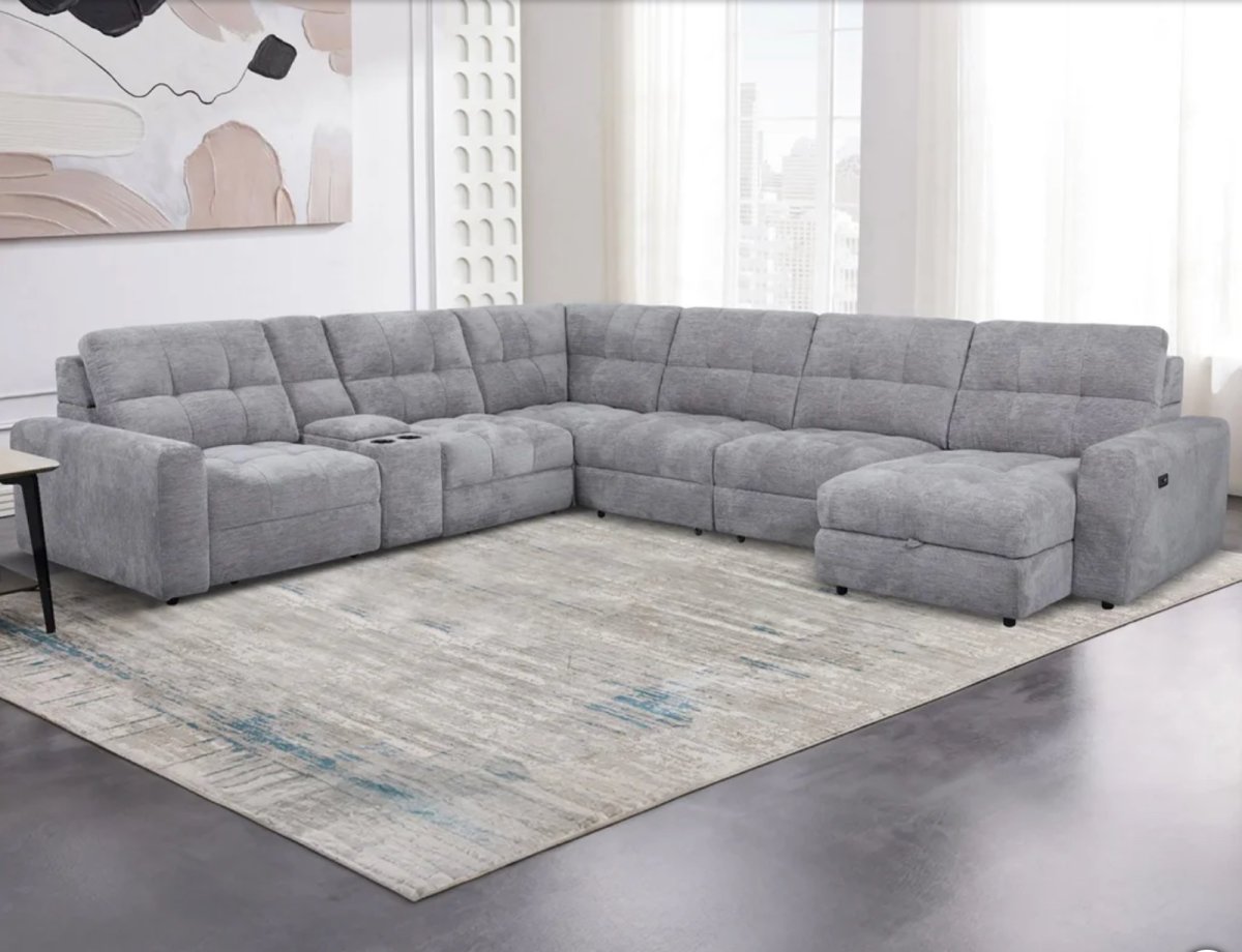 Emma Fabric Power Reclining Sectional with Power Footrest