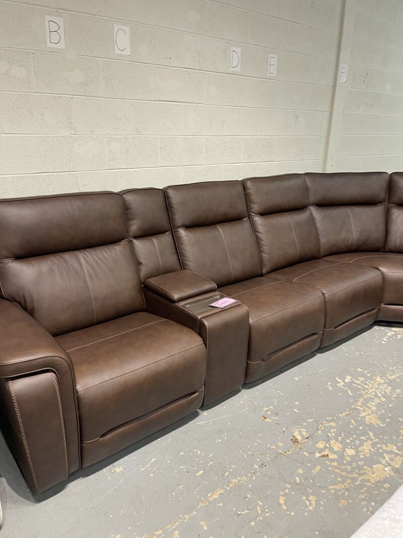 Flexsteel Griffin Leather Power Reclining Sectional Couch - Photo 2