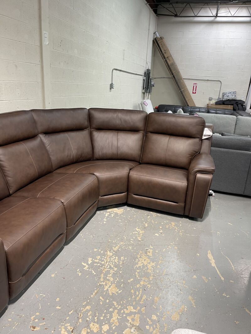 Flexsteel Griffin Leather Power Reclining Sectional Couch - Image 3