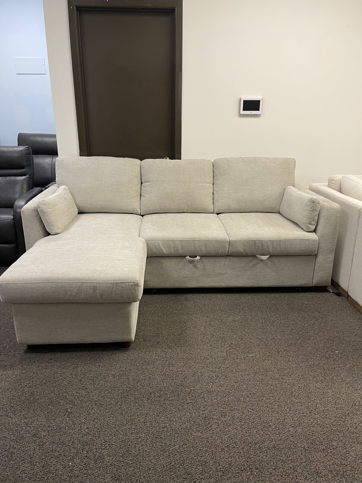 Coddle Luke Fabric Sleeper Sofa With Reversible Chaise And Storage Beige - Image 2