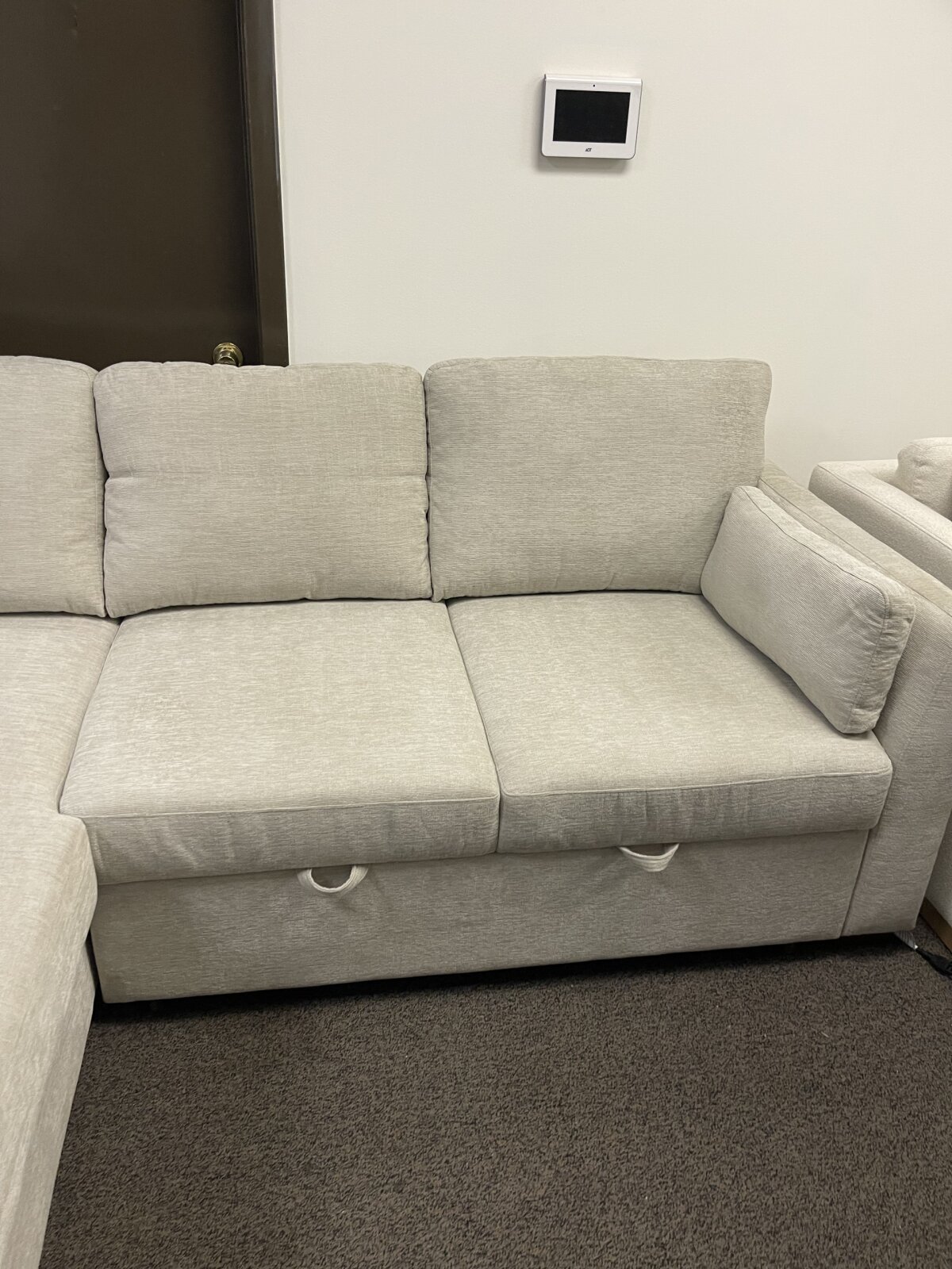 Coddle Luke Fabric Sleeper Sofa With Reversible Chaise And Storage Beige - Image 4