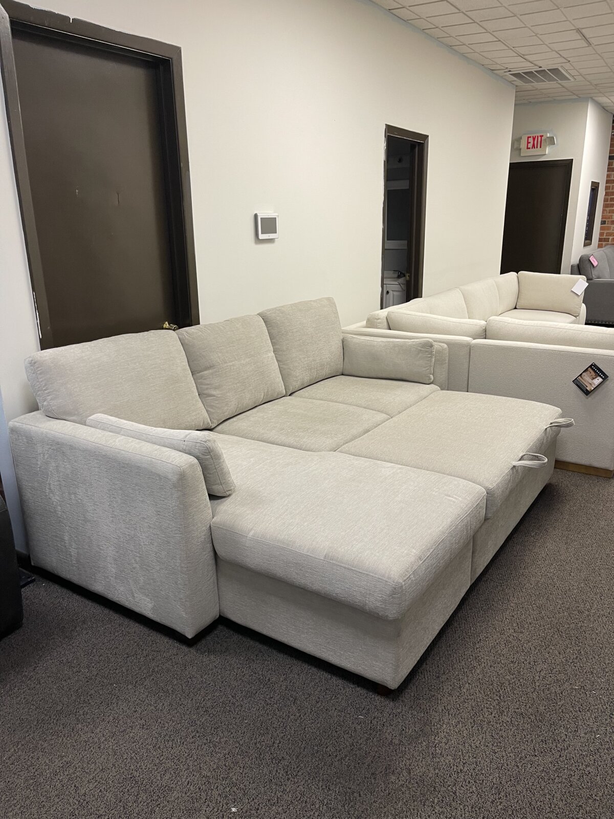 Coddle Luke Fabric Sleeper Sofa With Reversible Chaise And Storage Beige - Image 7