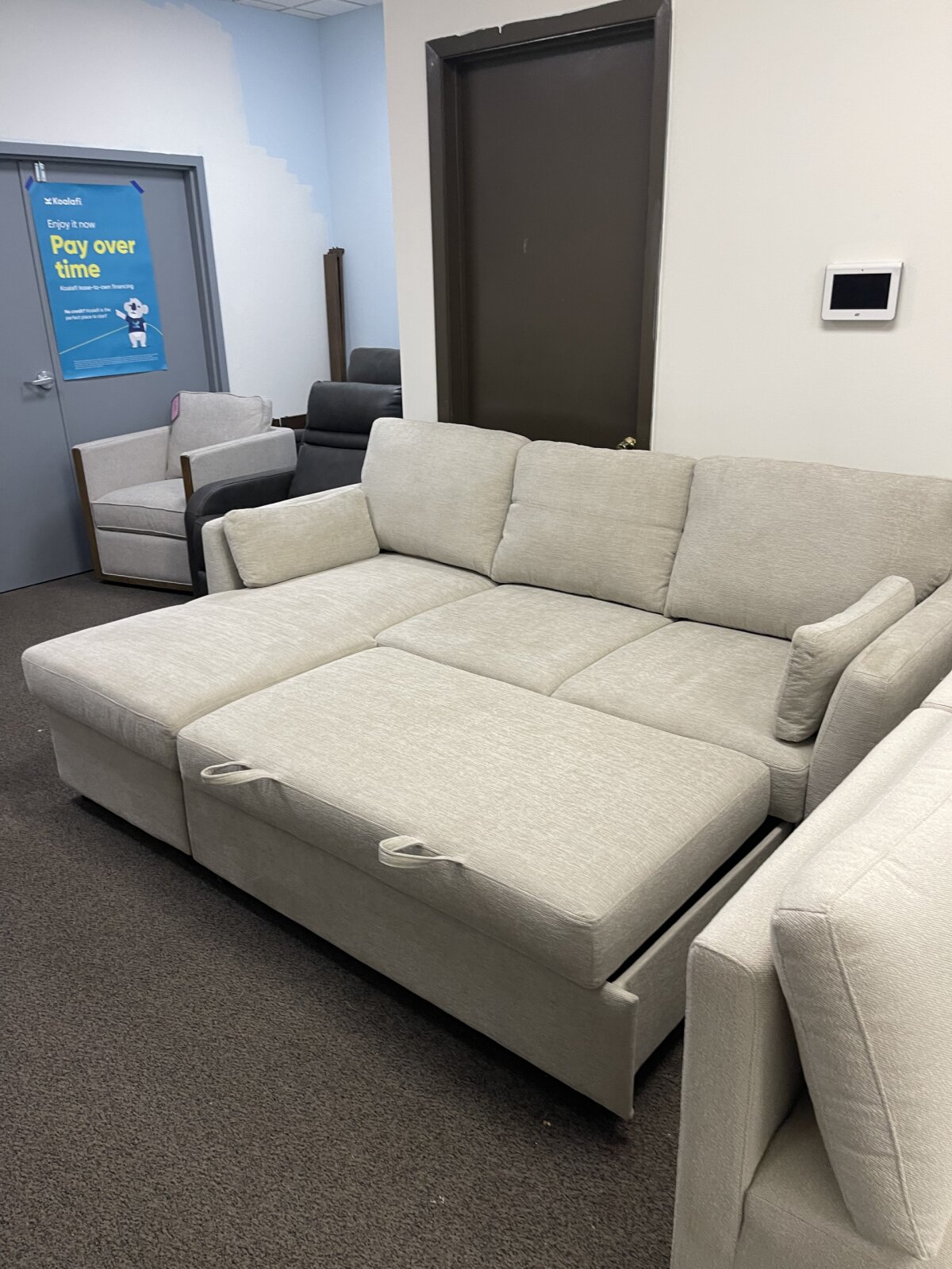 Coddle Luke Fabric Sleeper Sofa With Reversible Chaise And Storage Beige - Image 8