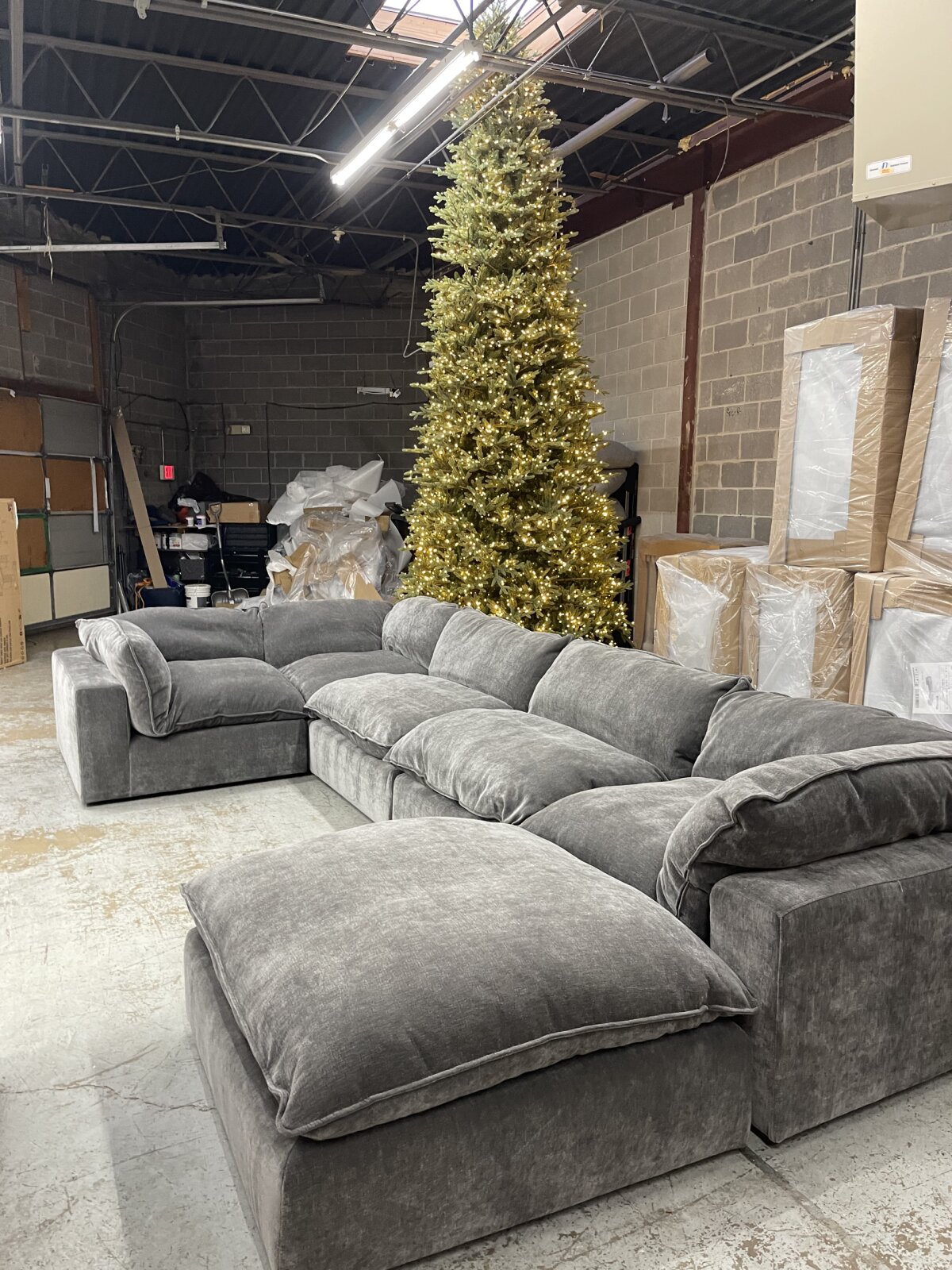 Dark Gray Modular Cloud Couch Sectional 6 Pieces including Ottoman (Cat-5 Fabric)