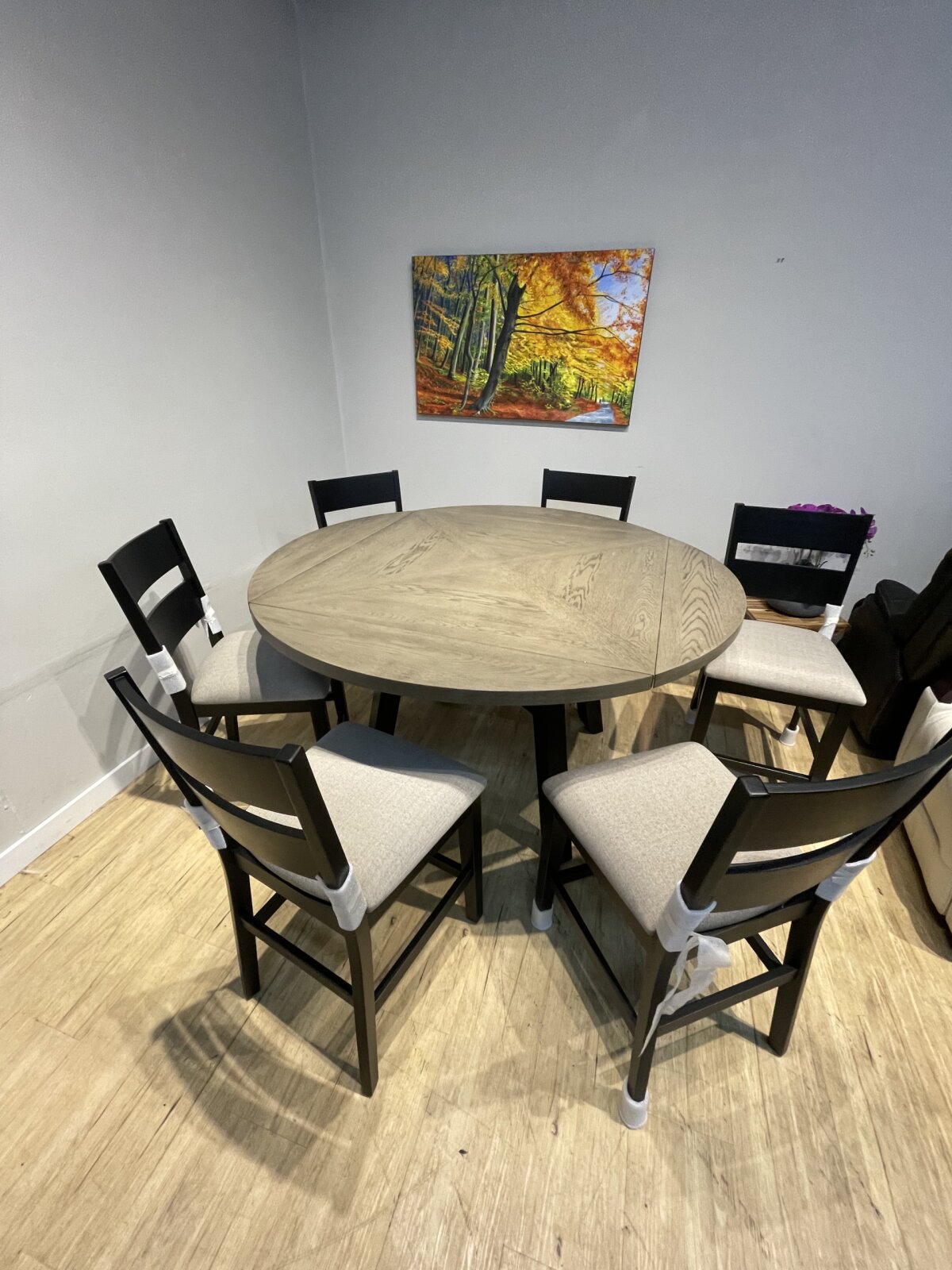 Easton 7-piece Square to Round Counter Height Dining Set