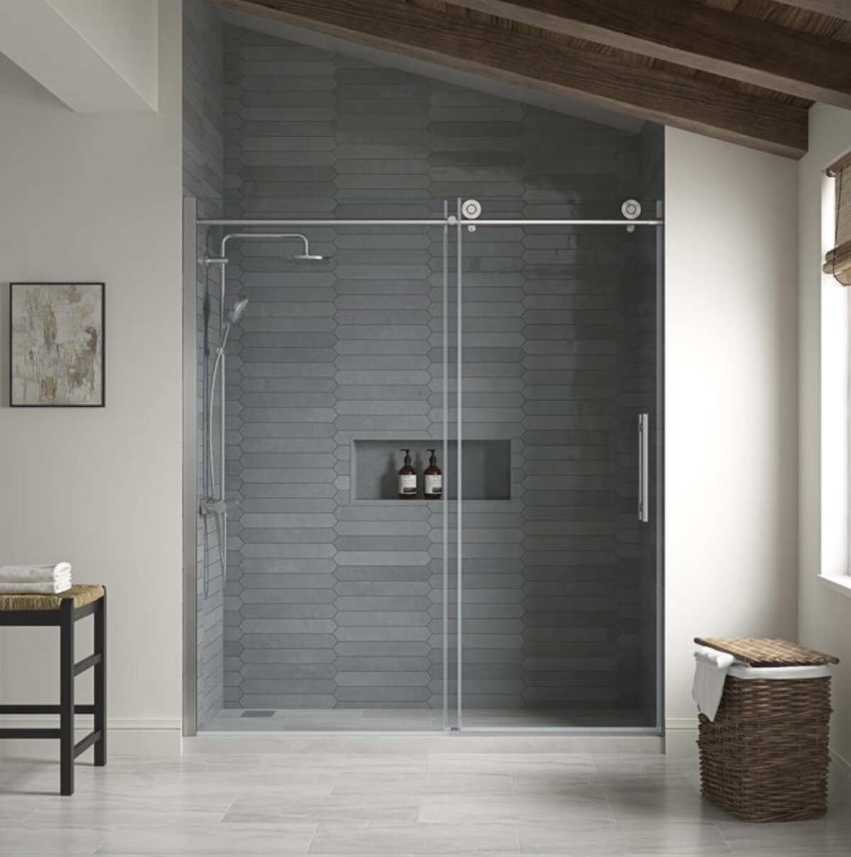 Renfrew 72 Frameless Soft Close Sliding Shower Door - Image 1