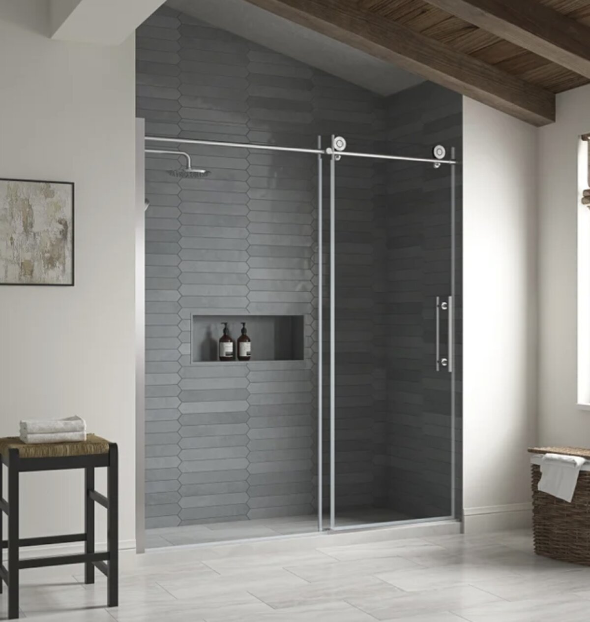 Renfrew 72 Frameless Soft Close Sliding Shower Door - Image 2