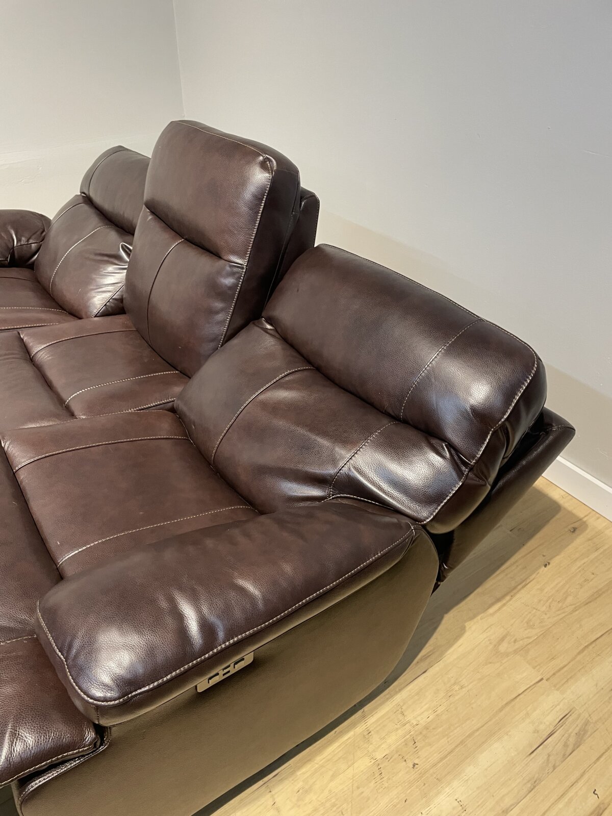 Ridgewin Leather Power Reclining Sofa Dark Brown - Image 1