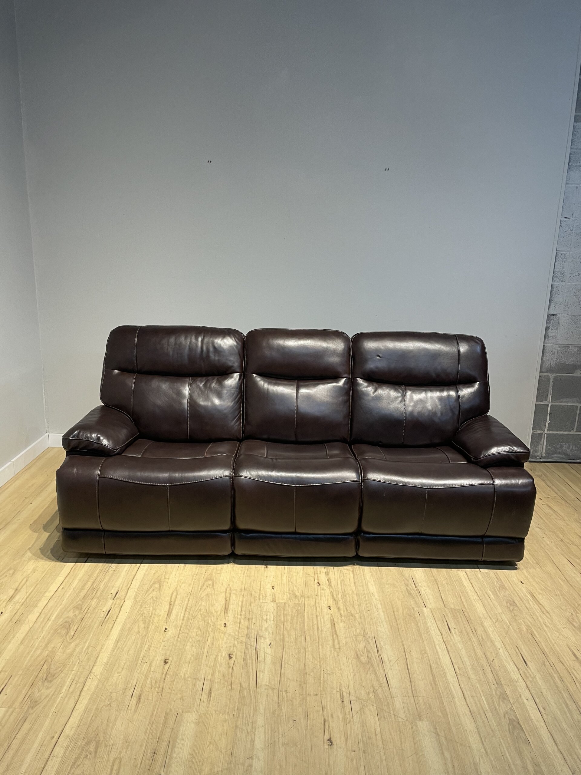 Ridgewin Leather Power Reclining Sofa, Dark Brown