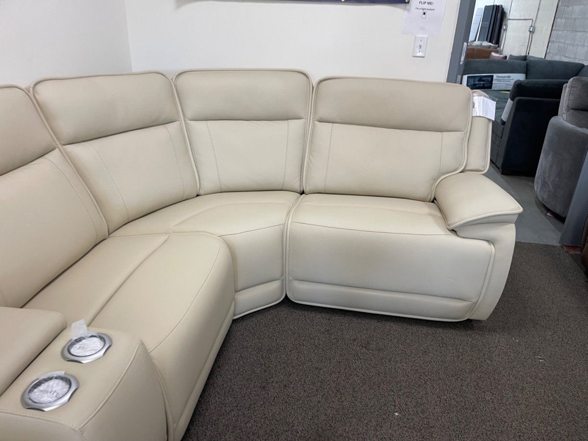 Double Deal 5-Piece Dual Power Leather Reclining Modular Sectional - Image 5